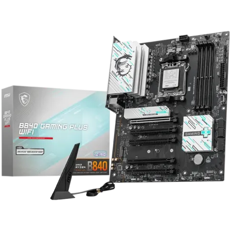 MSI B840 GAMING PLUS WIFI, ATX, Socket AM5, 4x DDR5 Dual Channel DDR5 up to 8000(OC)MHz, 5x PCIe x16 slot, 2x M.2 slot, 4x USB 2