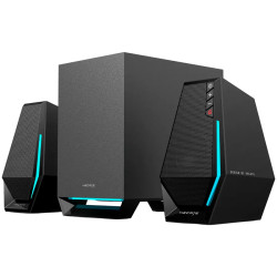 Edifier G1500 MAX 2.1 Audio System, BT V5.3, USB, AUX, 2.5-inch Drivers, 4-inch Subwoofer, RGB Lighting, 30W (RMS), Black - 1