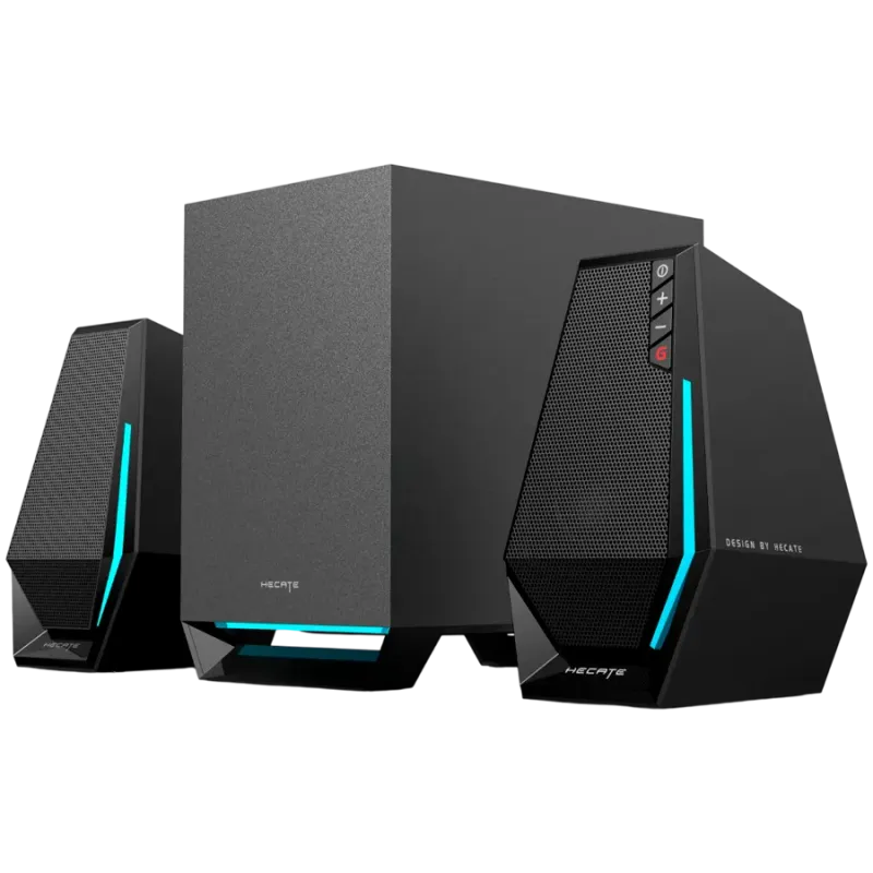 Edifier G1500 MAX 2.1 Audio System, BT V5.3, USB, AUX, 2.5-inch Drivers, 4-inch Subwoofer, RGB Lighting, 30W (RMS), Black - 1