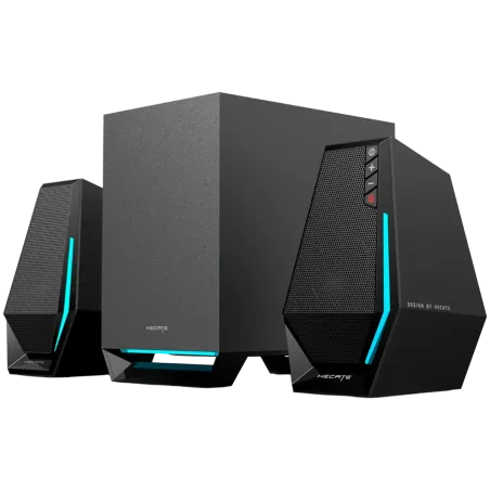 Edifier G1500 MAX 2.1 Audio System, BT V5.3, USB, AUX, 2.5-inch Drivers, 4-inch Subwoofer, RGB Lighting, 30W (RMS), Black - 1