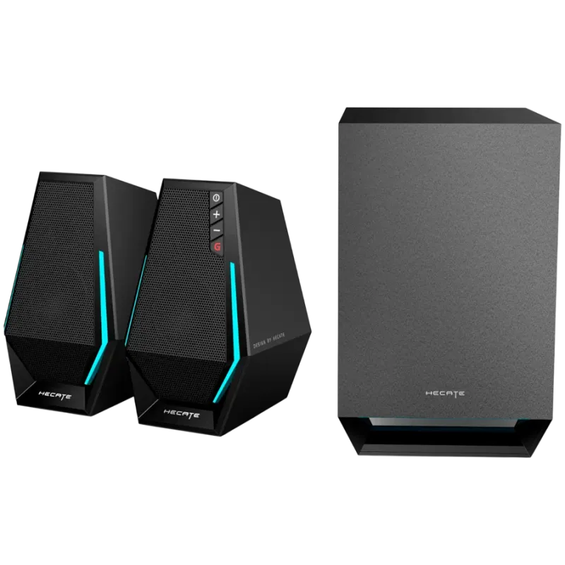 Edifier G1500 MAX 2.1 Audio System, BT V5.3, USB, AUX, 2.5-inch Drivers, 4-inch Subwoofer, RGB Lighting, 30W (RMS), Black - 1