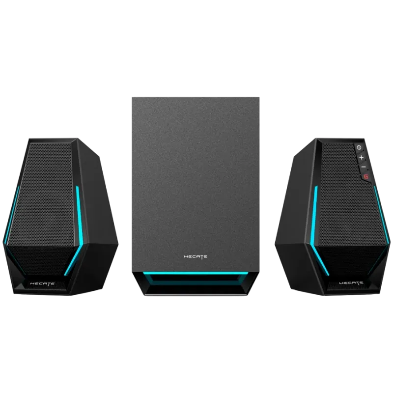 Edifier G1500 MAX 2.1 Audio System, BT V5.3, USB, AUX, 2.5-inch Drivers, 4-inch Subwoofer, RGB Lighting, 30W (RMS), Black - 1