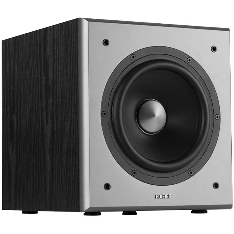 Edifier T5 Powered Subwoofer, 8" front-firing long-throw woofer, 70W RMS, low frequencies down to 38Hz, MDF cabinet with wood gr