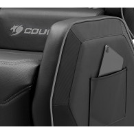 COUGAR Sofa Ranger S Black, Breathable Premium PVC Leather, Steel frame, Headrest & Lumbar Design, Diamond Check Pattern Design,