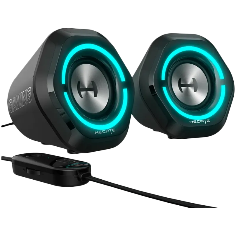 Edifier G1000 2.0 Audio System, BT V5.3, USB, AUX, 2.5-inch Drivers, RGB Lighting, 5W (RMS), Black - 1