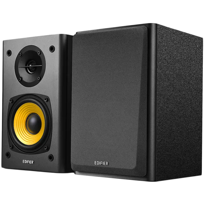 Edifier R1000T4 2.0 Bookshelf Speakers, BT V5.0, RCA, 0.5-inch Tweeters, 4-inch Drivers, 24W (RMS), Control Buttons, Black - 1