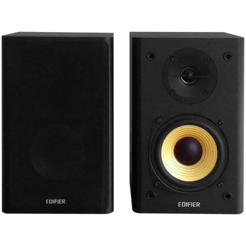 Edifier R1000T4 2.0 Bookshelf Speakers, BT V5.0, RCA, 0.5-inch Tweeters, 4-inch Drivers, 24W (RMS), Control Buttons, Black - 1