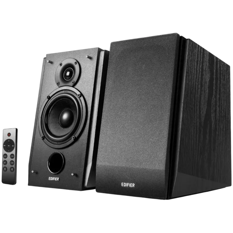 Edifier R1855DB 2.0 Bookshelf Speakers, BT V5.1, Optical, Coaxial, RCA, 0.75-inch Tweeters, 4-inch Drivers, Sub-Out, 70W (RMS), 