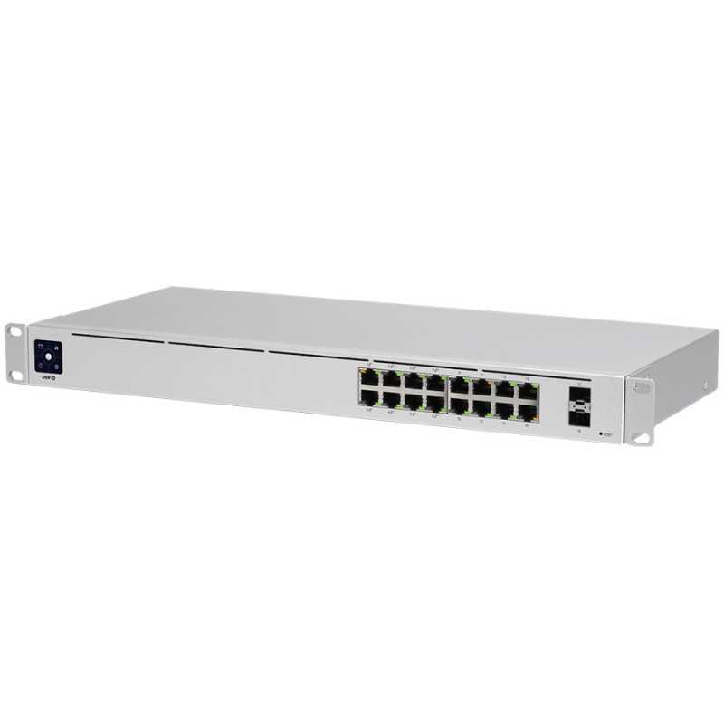 Ubiquiti USW-16-PoE 16-port Layer 2 PoE switch, 8 x GbE PoE+, 8 x GbE ports, 2 x 1G SFP ports, 42W total PoE Power, fanless - 1