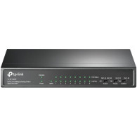 9-port 10/100Mbps unmanaged switch with 8 PoE+ ports, compliant with 802.3af/at PoE, 65W PoE budget, support 250m Extend Mode, P