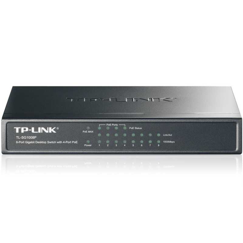 TP-Link TL-SG1008P 8-Port Gigabit Desktop Switch with 4-Port PoE+, 64W PoE Power supply, Supports PoE power up to 30 W for each 