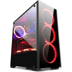 Chassis VLINE A62 , 2x3.5" HDD, 3x2.5"SSD, USB 3.0x1,USB 2.0x2,Slots 7 ,no PSU,120mm, RGB, Black - 1