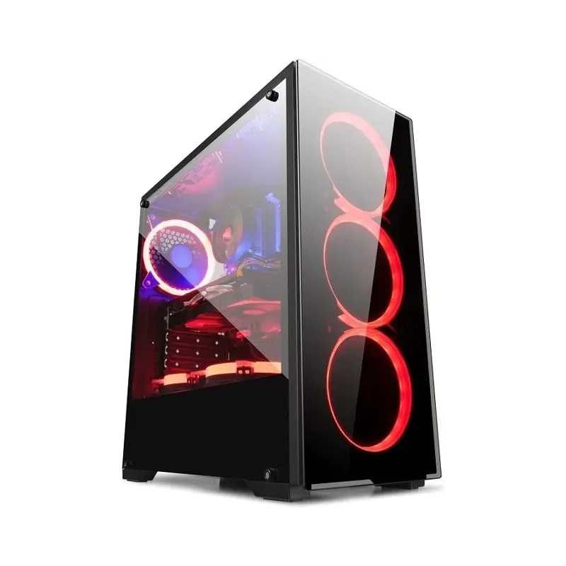 Chassis VLINE A62 , 2x3.5" HDD, 3x2.5"SSD, USB 3.0x1,USB 2.0x2,Slots 7 ,no PSU,120mm, RGB, Black - 1