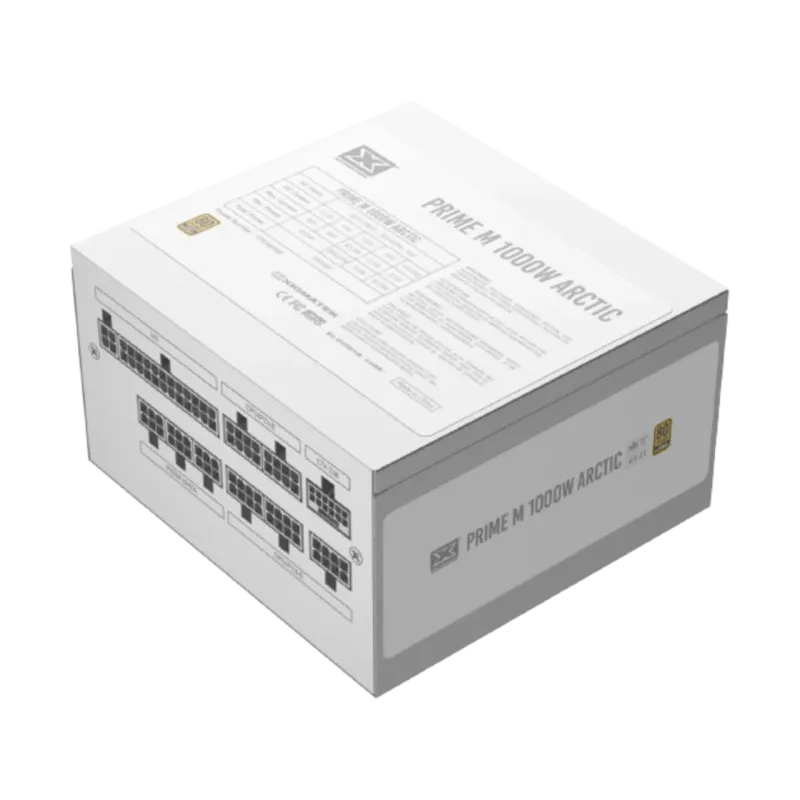Xigmatek Prime M 1000W Arctic (WH,80+Gold 230V EU, ATX3.1 & PCI-E 5.1,LLC D2D & APFC, 120mm Fan,Full Modular, EU Cord, Color Box