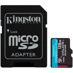 Kingston 128GB microSDXC Canvas Go Plus Gen4 200MB/s A2 U3 V30 Card + Adapter - 1