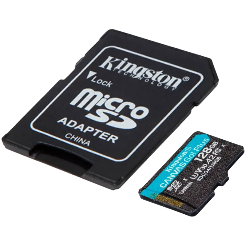 Kingston 128GB microSDXC Canvas Go Plus Gen4 200MB/s A2 U3 V30 Card + Adapter - 1