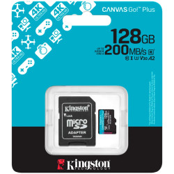Kingston 128GB microSDXC Canvas Go Plus Gen4 200MB/s A2 U3 V30 Card + Adapter - 3