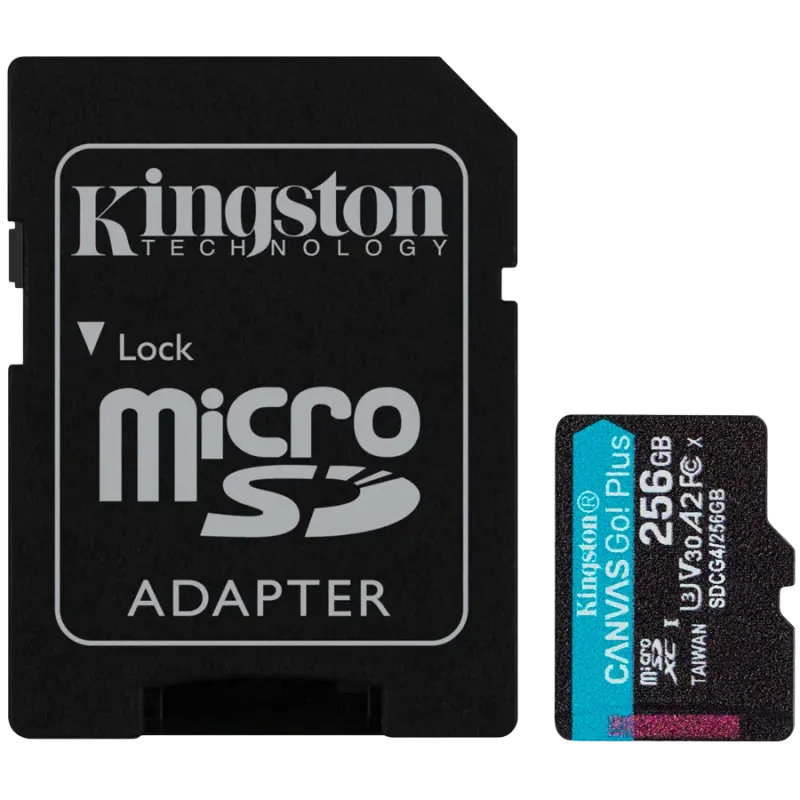 Kingston 256GB microSDXC Canvas Go Plus Gen4 200MB/s A2 U3 V30 Card + Adapter - 1