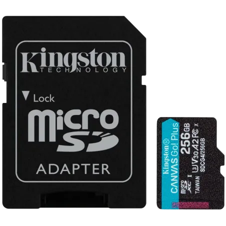 Kingston 256GB microSDXC Canvas Go Plus Gen4 200MB/s A2 U3 V30 Card + Adapter - 1