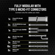 CORSAIR RM1000x Shift 1000 Watt 80 PLUS GOLD Certified Fully Modular Power Supply - 5