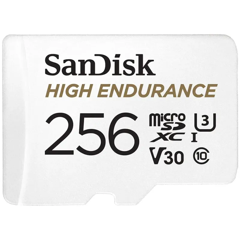 SANDISK High Endurance microSDXC 256GB + SD Adapter - for dash cams & home monitoring, up to 20,000 Hours, Full HD / 4K videos, 
