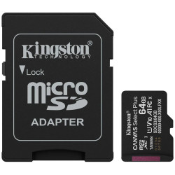 Kingston 64GB microSDXC Canvas Select Plus Gen3 100MB/s A1 Card + Adapter - 1
