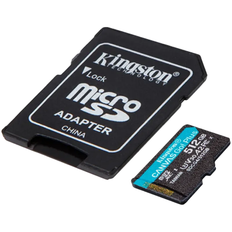 Kingston 512GB microSDXC Canvas Go Plus Gen4 200MB/s A2 U3 V30 Card + Adapter - 1