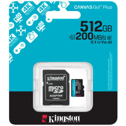 Kingston 512GB microSDXC Canvas Go Plus Gen4 200MB/s A2 U3 V30 Card + Adapter - 3