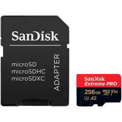 SANDISK Extreme PRO microSDXC 256GB + SD Adapter + 2 years RescuePRO Deluxe up to 200MB/s & 140MB/s Read/Write speeds A2 C10 V30