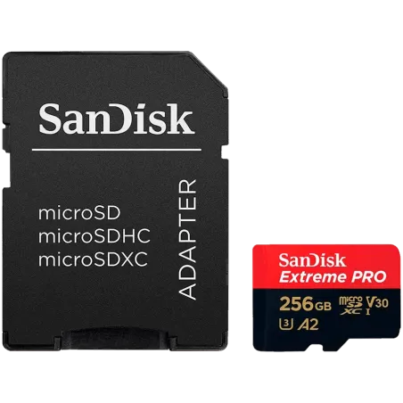 SANDISK Extreme PRO microSDXC 256GB + SD Adapter + 2 years RescuePRO Deluxe up to 200MB/s & 140MB/s Read/Write speeds A2 C10 V30