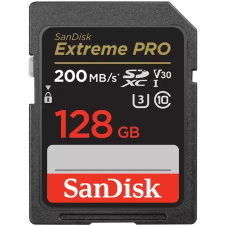 SANDISK Extreme PRO 128GB SDXC Memory Card + 2 years RescuePRO Deluxe up to 200MB/s & 90MB/s Read/Write speeds, UHS-I, Class 10,