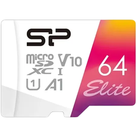 SILICON POWER 64GB Elite microSDHC/SDXC U1 V10 Full HD 1080p - 1