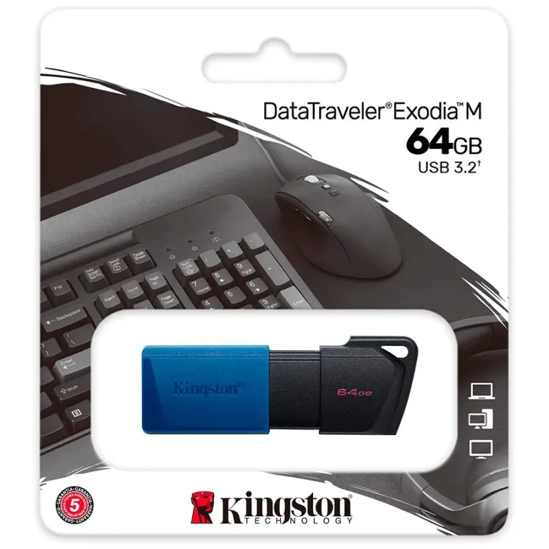 Kingston 64GB USB3.2 Gen 1 DataTraveler Exodia M (Black + Blue) - 1