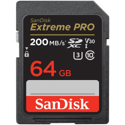 SANDISK Extreme PRO 64GB SDXC Memory Card + 2 years RescuePRO Deluxe up to 200MB/s & 90MB/s Read/Write speeds, UHS-I, Class 10, 