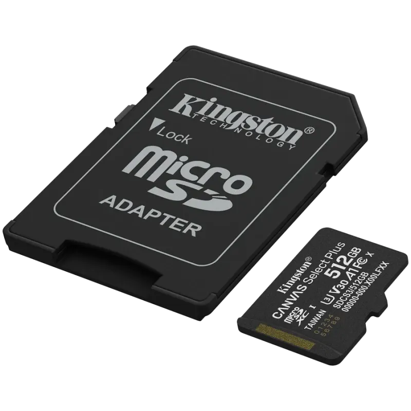 Kingston 512GB microSDXC Canvas Select Plus Gen3 150MB/s A1 Card + Adapter - 1