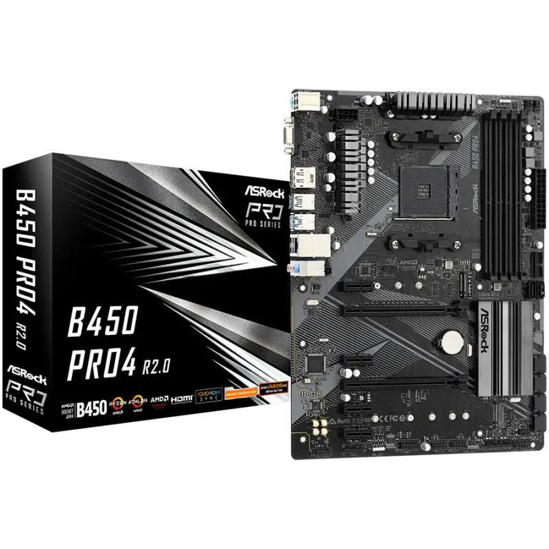 ASROCK B450 PRO4 R2.0 ATX AM4 DDR4 - 1