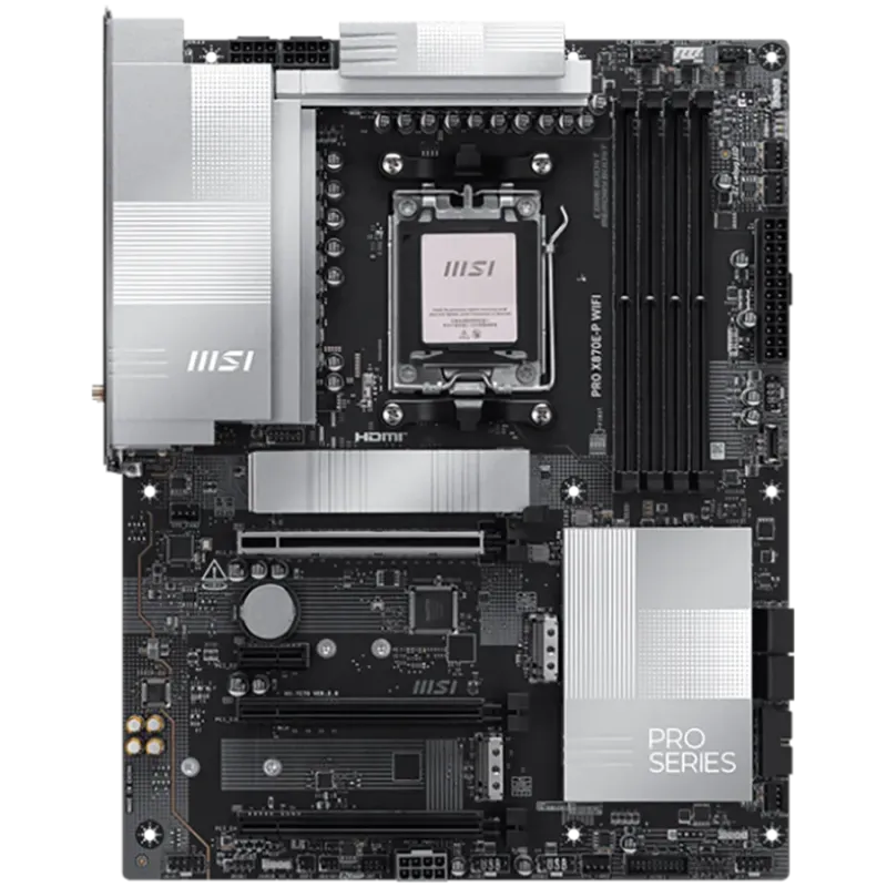 MSI PRO X870E-P WIFI, ATX, Socket AM5, 4x DDR5 Dual Channel DDR5 up to 8200(OC)MHz, 3x PCIe x16 slot, 3x M.2 slot, 4x USB 2.0, 2