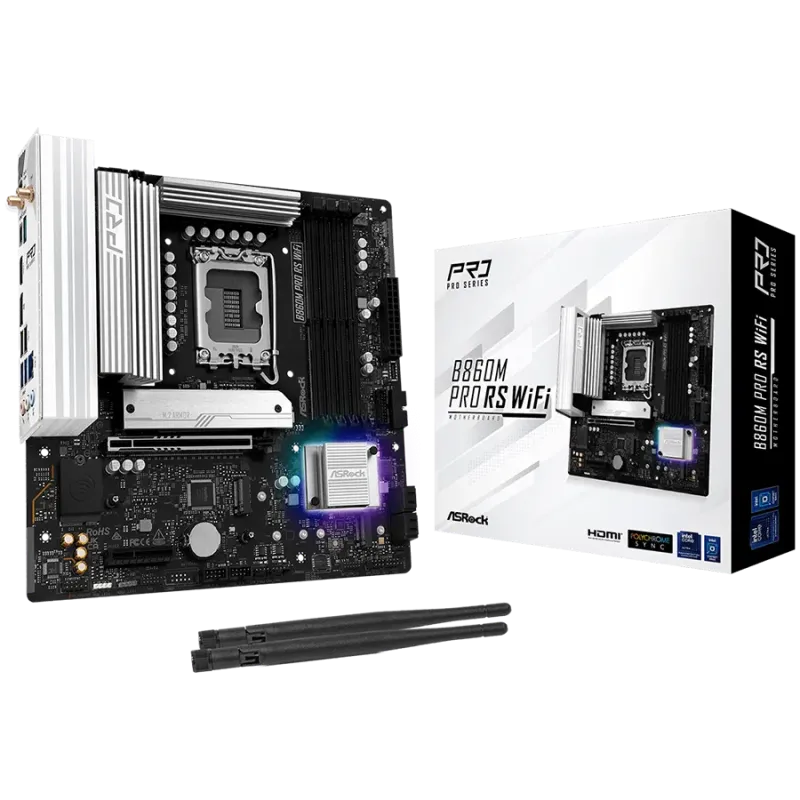 ASROCK MB Desktop B860M Pro Rs Wi-fi, S.1851, 4x DDR5, 1x PCIe 5.0 x16, 1x PCIe 4.0 x4, 1x Blazing M.2, 2x Hyper M.2, 4x SATA3, 