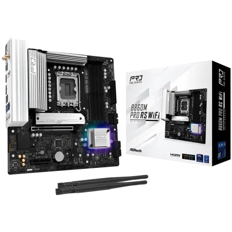 ASROCK MB Desktop B860M Pro Rs Wi-fi, S.1851, 4x DDR5, 1x PCIe 5.0 x16, 1x PCIe 4.0 x4, 1x Blazing M.2, 2x Hyper M.2, 4x SATA3, 