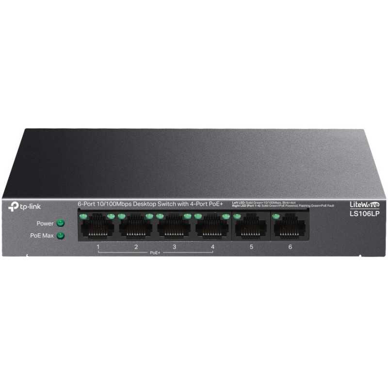 TP-LINK LS106LP 6-Port 10/100Mbps Desktop Switch with 4-Port PoE - 1