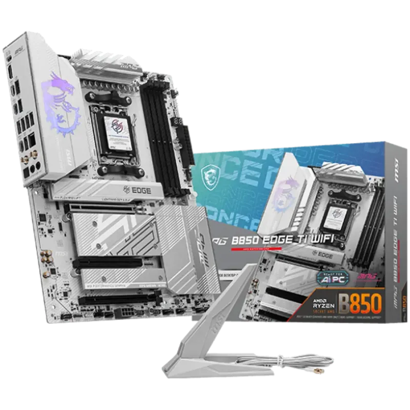 MSI MPG B850 EDGE TI WIFI, ATX, Socket AM5, 4x DDR5 Dual Channel DDR5 up to 8400(OC)MHz, 3x PCIe 3.0 x16 slot, 4x M.2 slot, 4x U