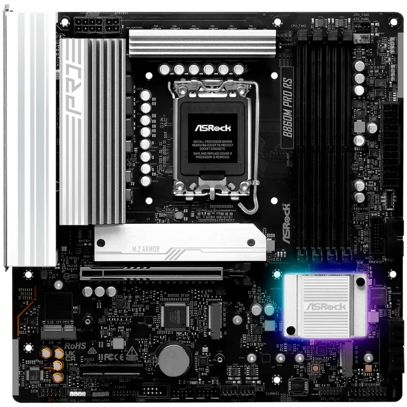 ASROCK MB Desktop B860M Pro Rs, S.1851, 4x DDR5, 1x PCIe 5.0 x16, 1x PCIe 4.0 x4, 1x Blazing M.2, 2x Hyper M.2, 4x SATA3, 2x USB
