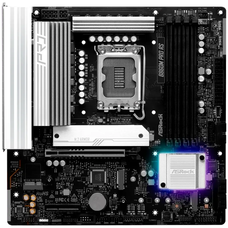 ASROCK MB Desktop B860M Pro Rs, S.1851, 4x DDR5, 1x PCIe 5.0 x16, 1x PCIe 4.0 x4, 1x Blazing M.2, 2x Hyper M.2, 4x SATA3, 2x USB