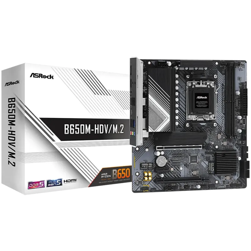 ASROCK MB Desktop B650M-HDV/M2, AM5, 2x DDR5, 2x PCIe 4.0 x16, 1x PCIe 4.0 x1, 1x Blazing M.2(PCIe Gen5x4), 1x Hyper M.2(PCIe Ge