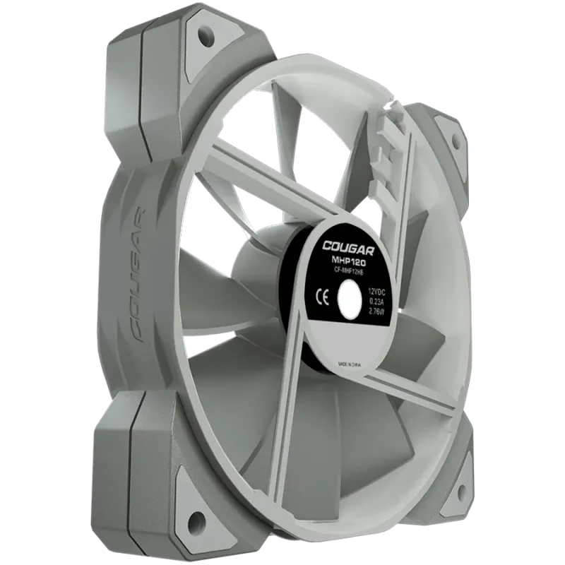 COUGAR MHP 120 White, 120mm 4-pin PWM fan, 600-2000RPM, HDB Bearing, Anti-vibration Dampers, Extension Cable + Low-Noise Adapter