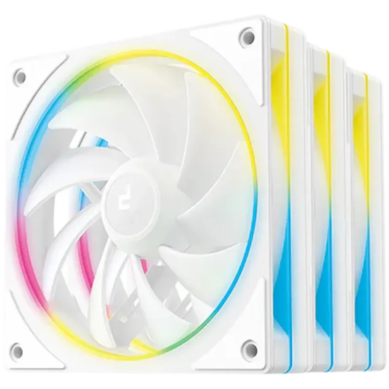 DeepCool FL12 SE 3IN1 WH, 3x120mm ARGB Fans, 8-pin Cable, PWM, Fluid Dynamic Bearing, PBT, 3 pack, ARGB Halo, White, R-FL12SE-WH