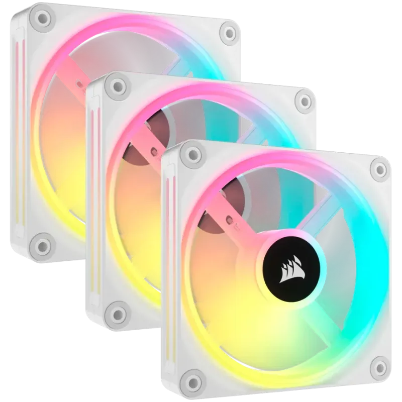 CORSAIR iCUE LINK QX120 RGB WHITE, 120mm Magnetic Dome RGB Fan, Triple Fan Kit - 1