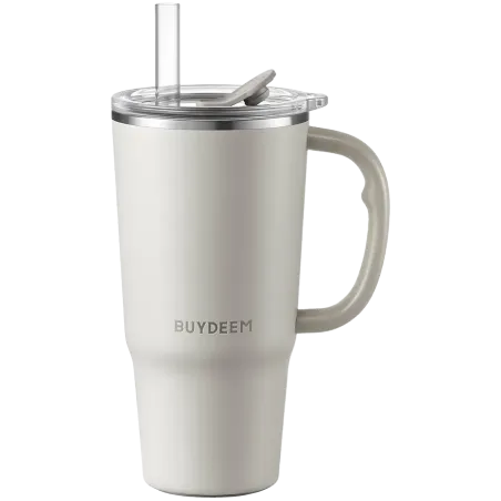 BUYDEEM Thermo Mug With Straw 700 ml, model DS57, color Oats White - 1