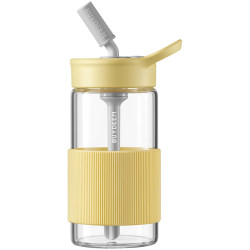 BUYDEEM Portable Glass Straw Bottle 500 ml, model CD1017, color Mellow Yellow - 1