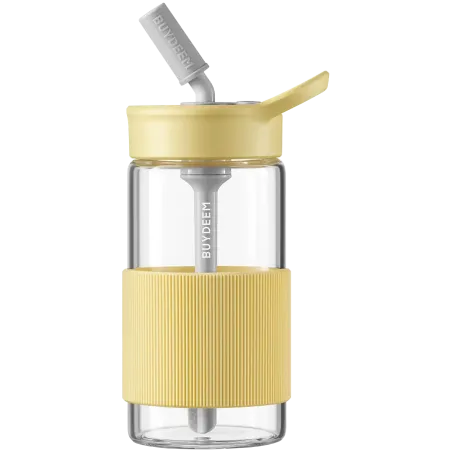 BUYDEEM Portable Glass Straw Bottle 500 ml, model CD1017, color Mellow Yellow - 1